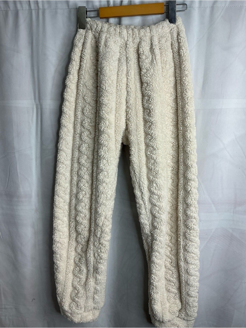 2297 - Cozy Cream Sherpa Cable Knit Joggers - Picture 2 of 6